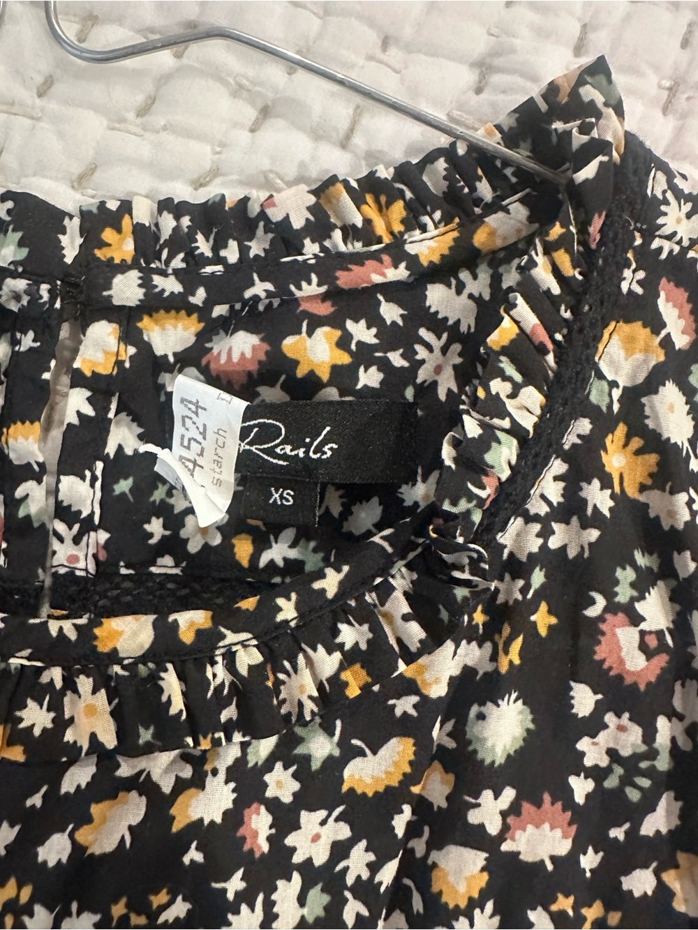 Rails Black Floral Ruffle Shell Top - Picture 3 of 3